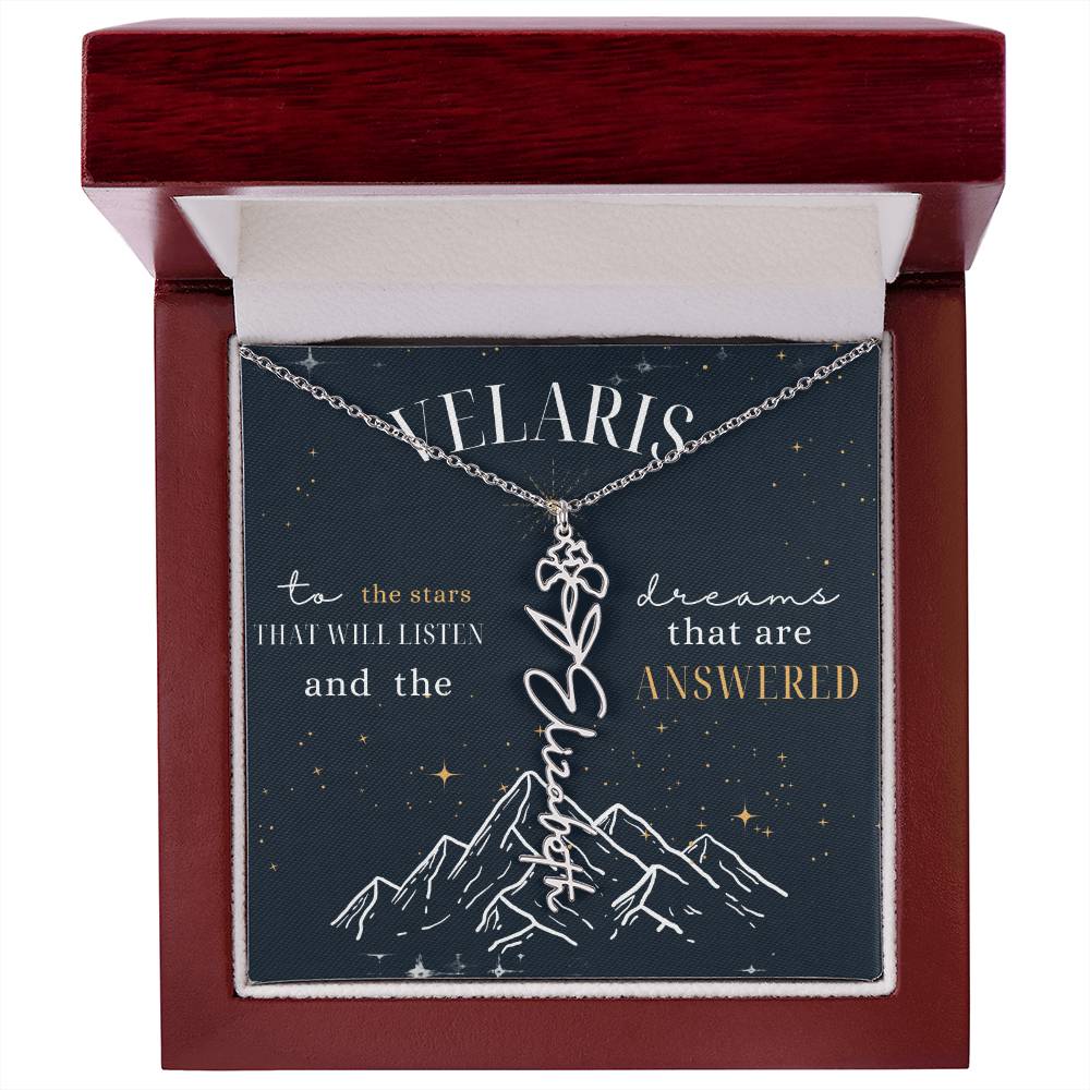 Customized ACOTAR Name Necklace with Birth Flower, AcoMaf Jewelry, SJM Booktok Merch, Gifts for Her