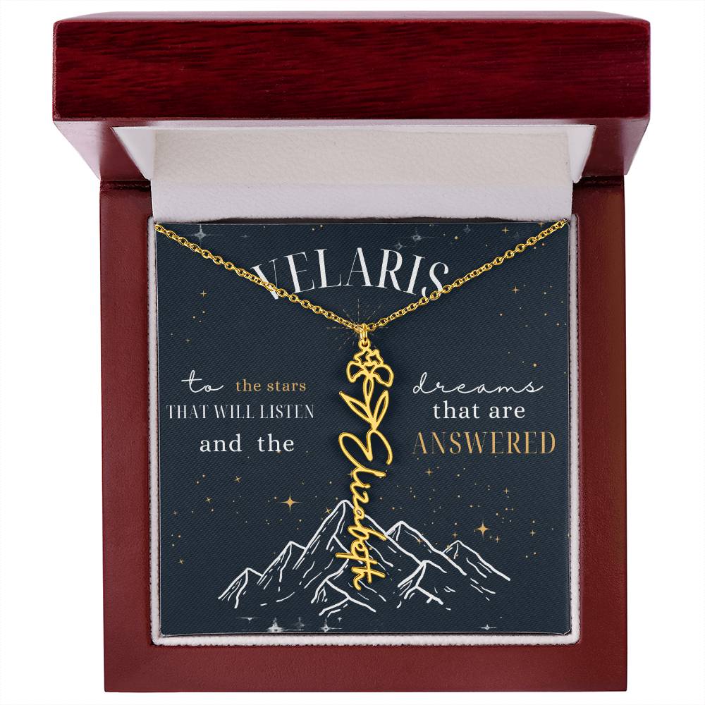 Customized ACOTAR Name Necklace with Birth Flower, AcoMaf Jewelry, SJM Booktok Merch, Gifts for Her