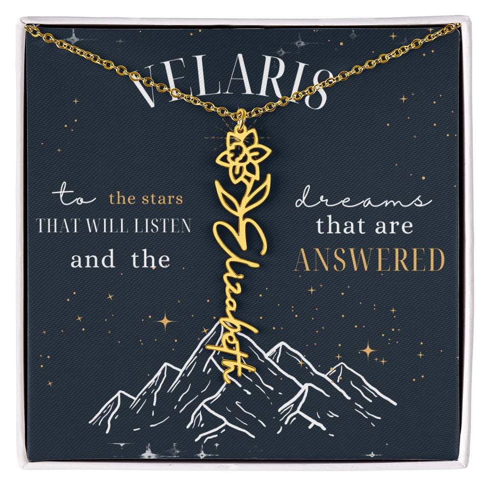 Customized ACOTAR Name Necklace with Birth Flower, AcoMaf Jewelry, SJM Booktok Merch, Gifts for Her