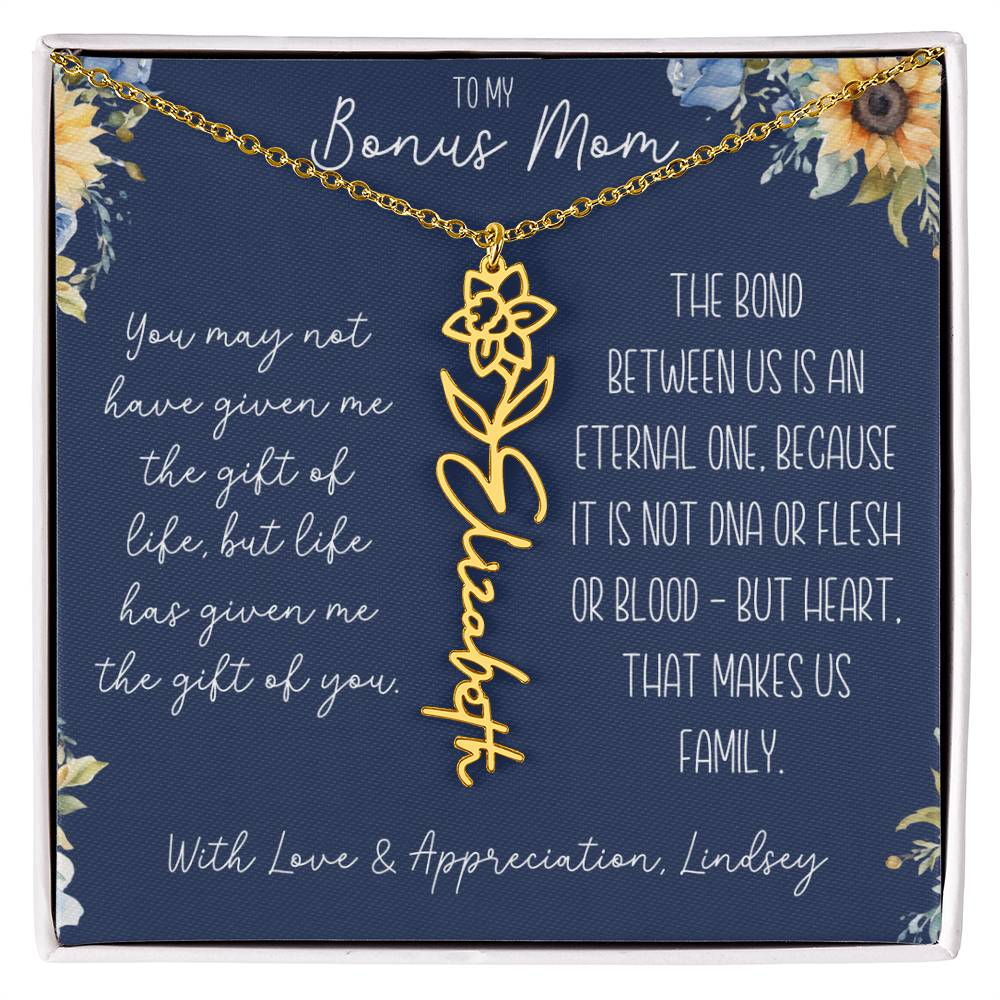 Flower Name Necklace for Bonus Mom