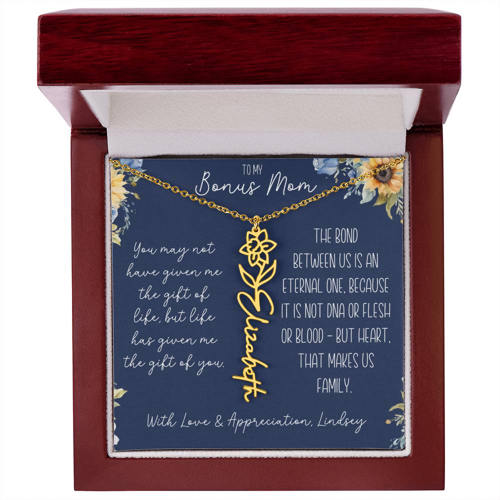 Flower Name Necklace for Bonus Mom