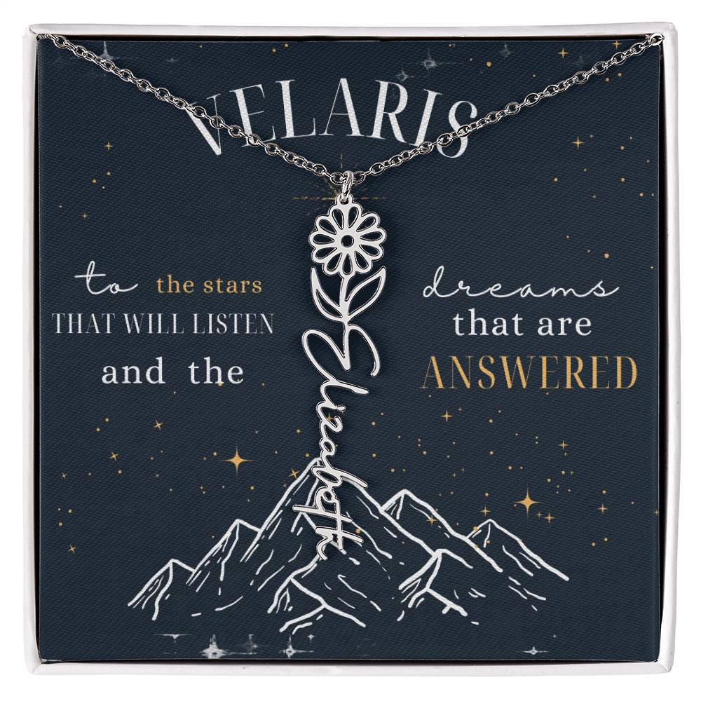 Customized ACOTAR Name Necklace with Birth Flower, AcoMaf Jewelry, SJM Booktok Merch, Gifts for Her