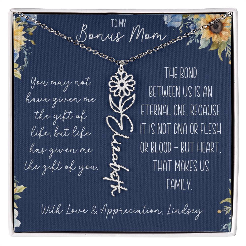 Flower Name Necklace for Bonus Mom