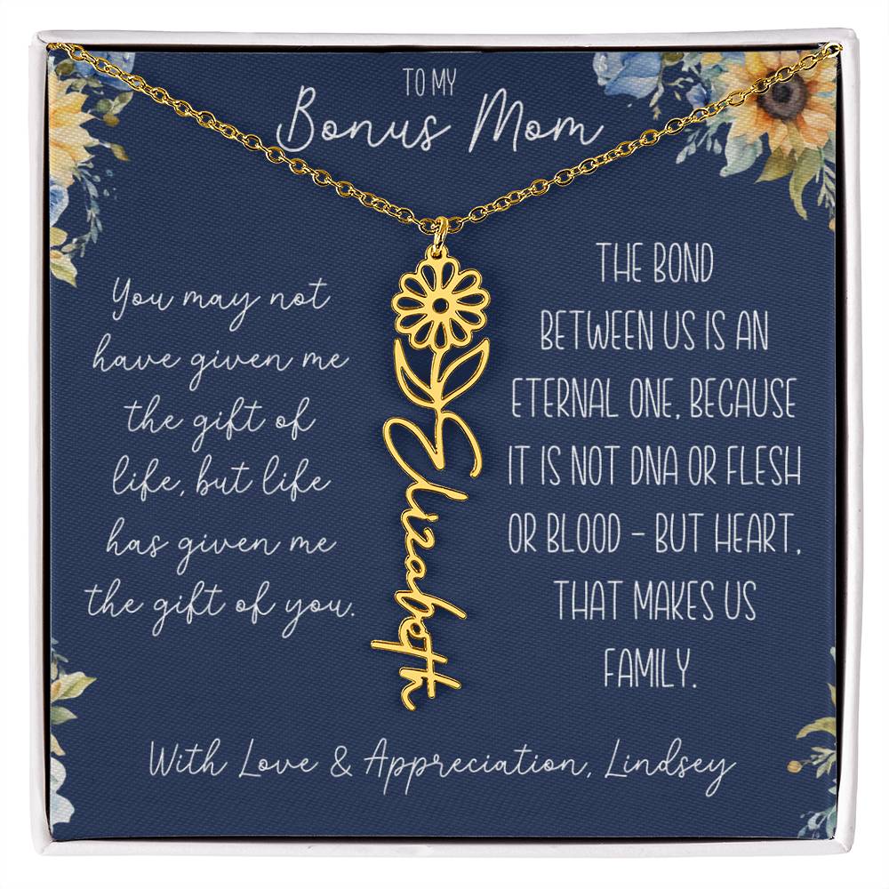 Flower Name Necklace for Bonus Mom