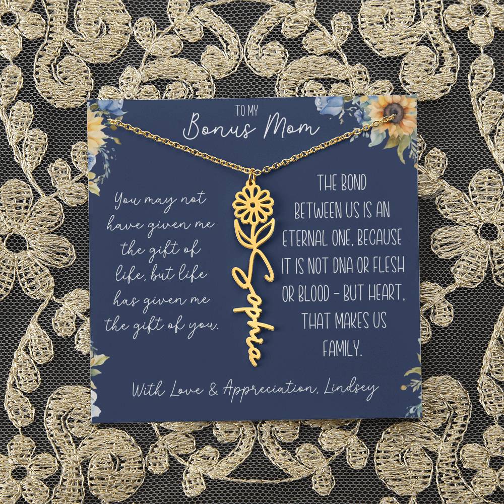 Flower Name Necklace for Bonus Mom