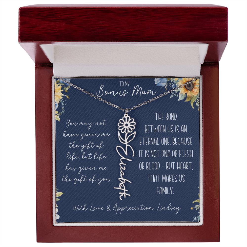Flower Name Necklace for Bonus Mom