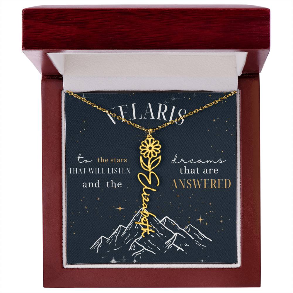 Customized ACOTAR Name Necklace with Birth Flower, AcoMaf Jewelry, SJM Booktok Merch, Gifts for Her