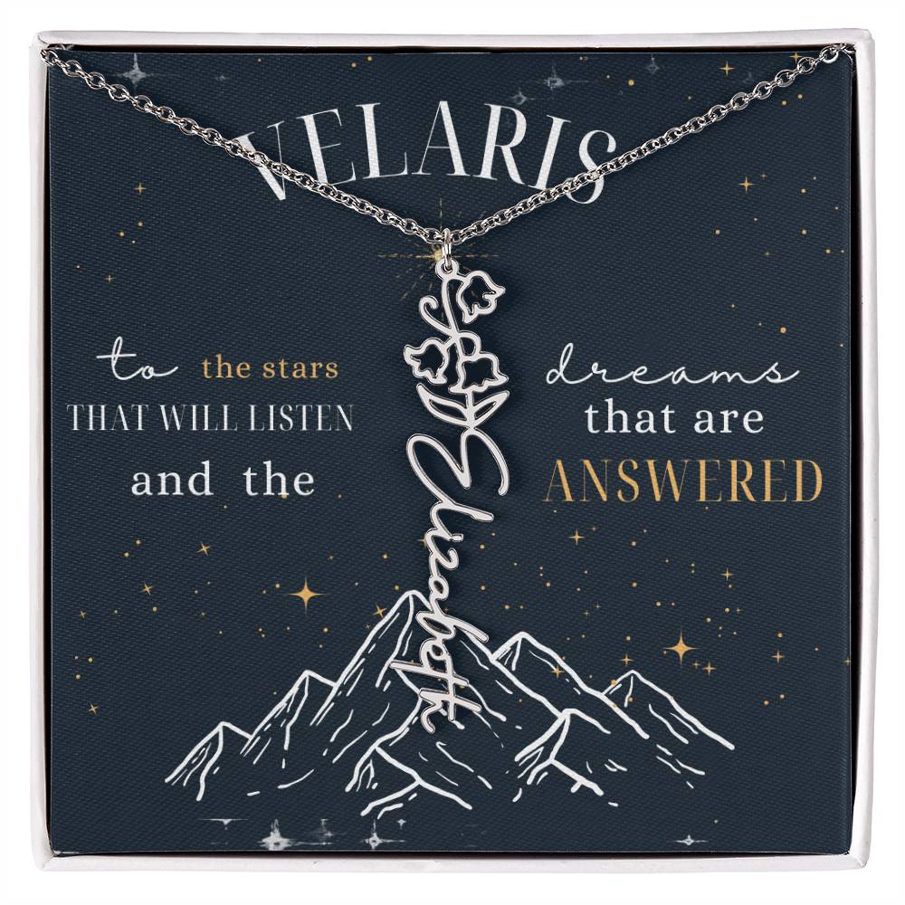 Customized ACOTAR Name Necklace with Birth Flower, AcoMaf Jewelry, SJM Booktok Merch, Gifts for Her