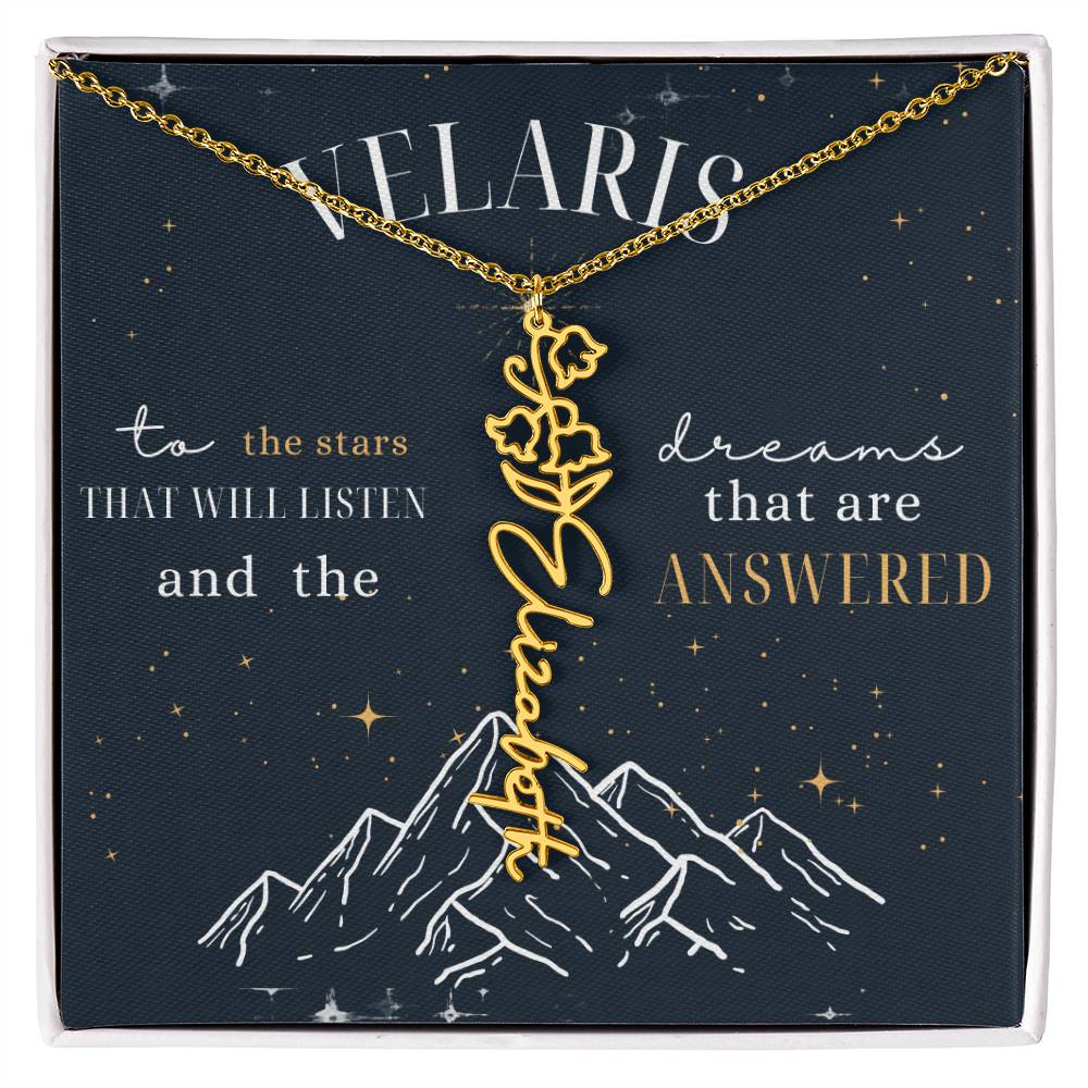 Customized ACOTAR Name Necklace with Birth Flower, AcoMaf Jewelry, SJM Booktok Merch, Gifts for Her