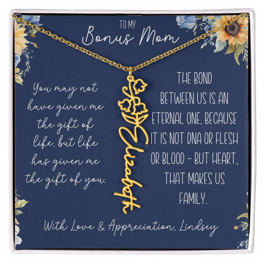 Flower Name Necklace for Bonus Mom