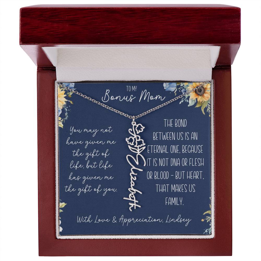 Flower Name Necklace for Bonus Mom