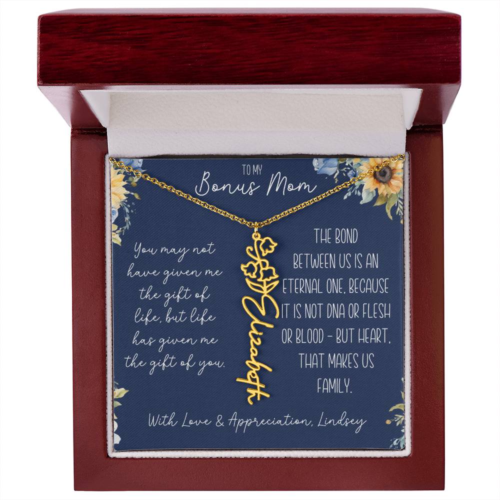 Flower Name Necklace for Bonus Mom