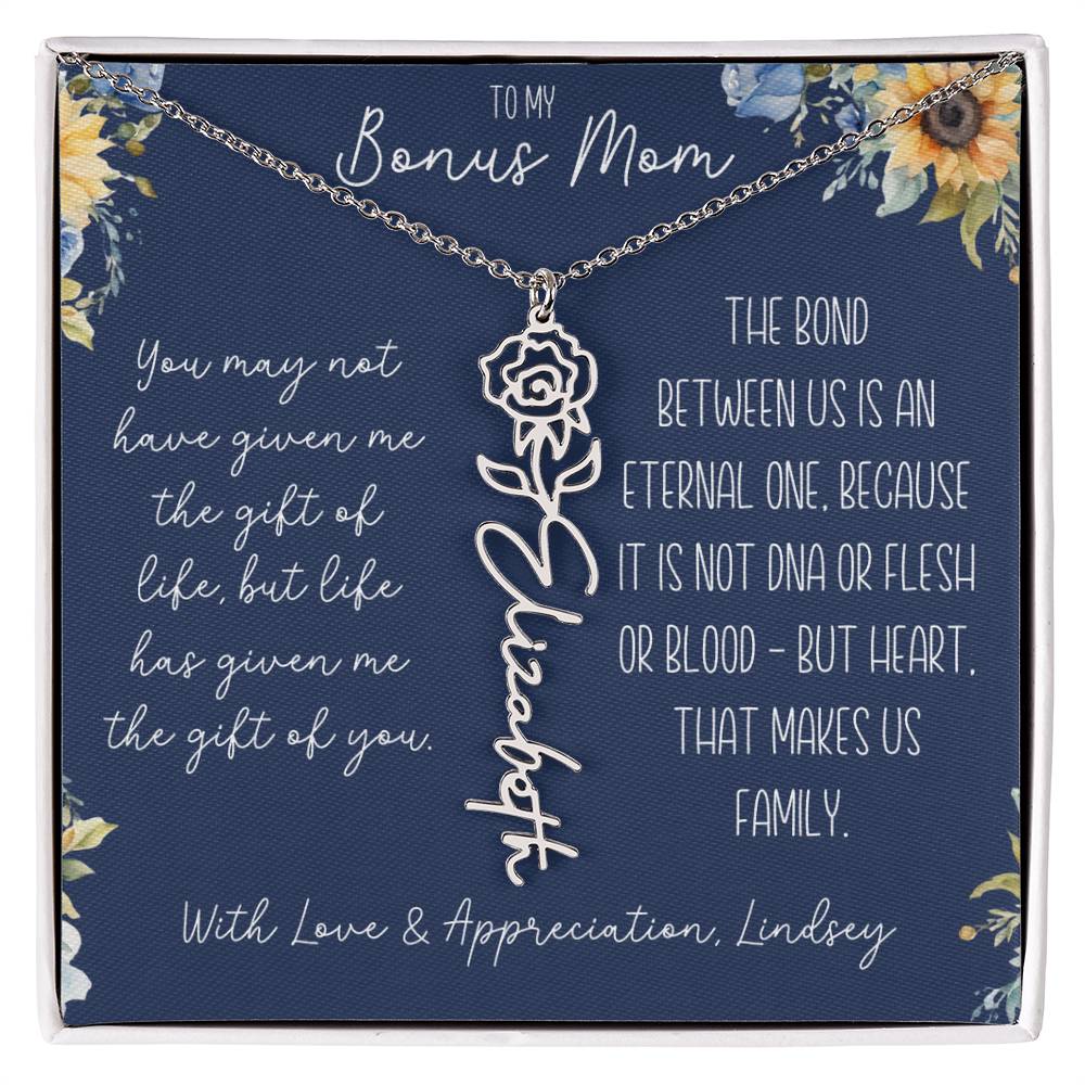 Flower Name Necklace for Bonus Mom