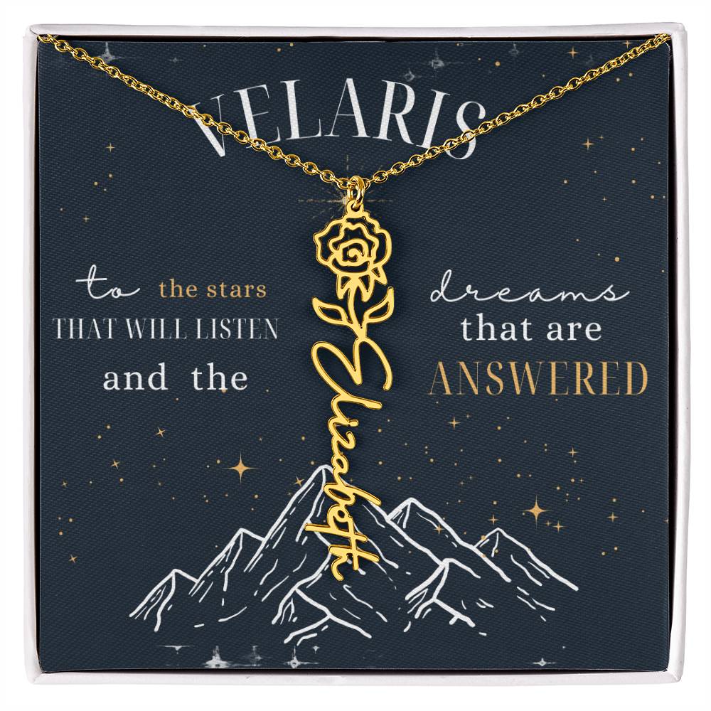 Customized ACOTAR Name Necklace with Birth Flower, AcoMaf Jewelry, SJM Booktok Merch, Gifts for Her