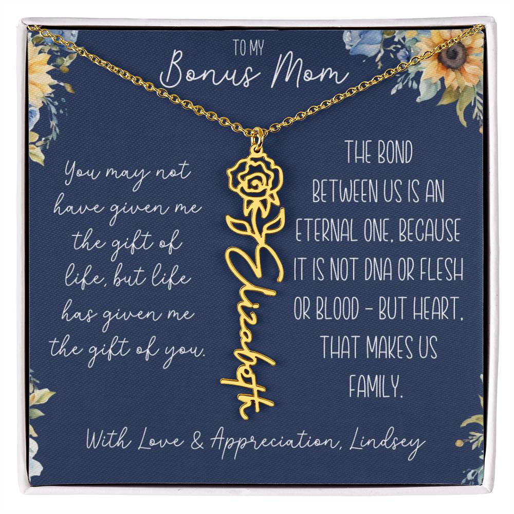 Flower Name Necklace for Bonus Mom