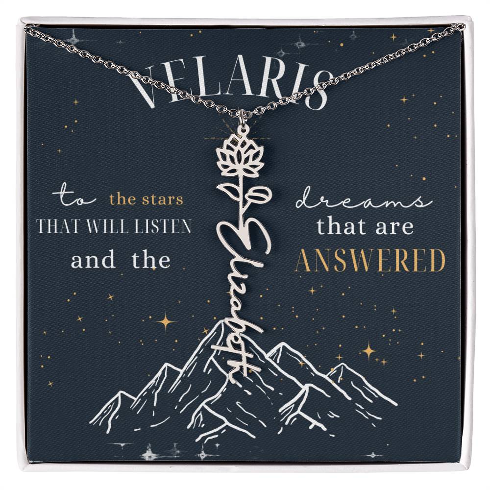 Customized ACOTAR Name Necklace with Birth Flower, AcoMaf Jewelry, SJM Booktok Merch, Gifts for Her