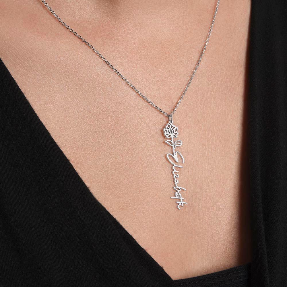 Customized ACOTAR Name Necklace with Birth Flower, AcoMaf Jewelry, SJM Booktok Merch, Gifts for Her