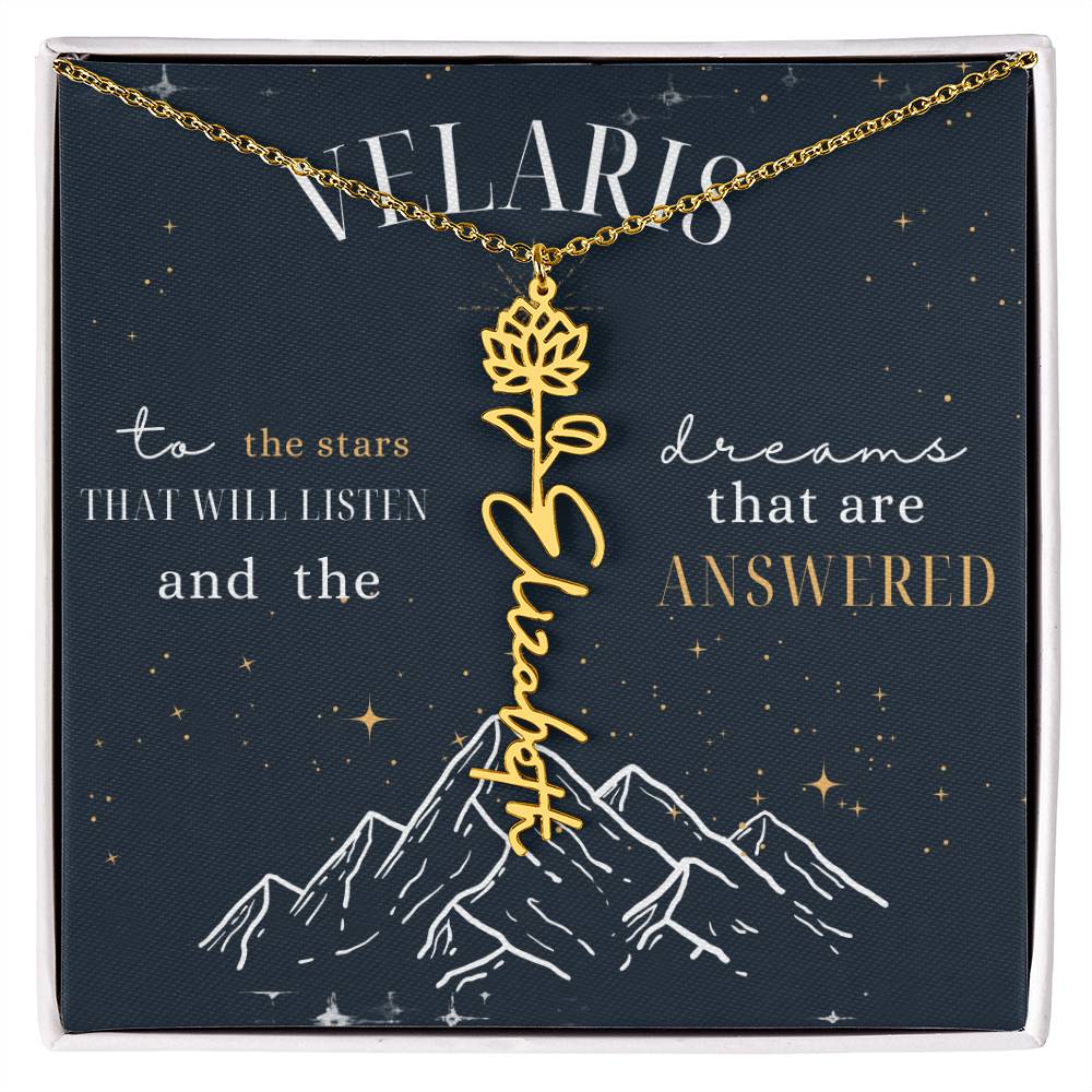 Customized ACOTAR Name Necklace with Birth Flower, AcoMaf Jewelry, SJM Booktok Merch, Gifts for Her