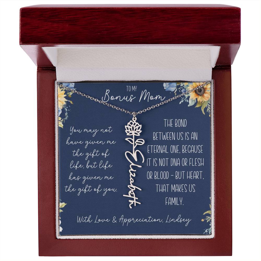 Flower Name Necklace for Bonus Mom