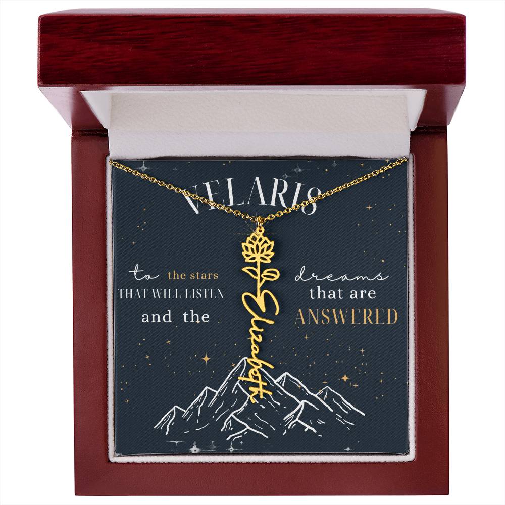 Customized ACOTAR Name Necklace with Birth Flower, AcoMaf Jewelry, SJM Booktok Merch, Gifts for Her