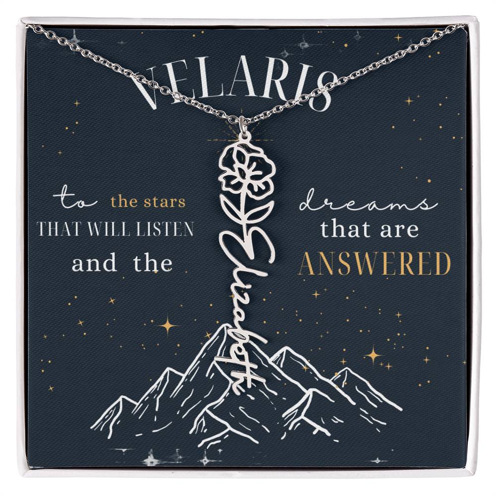 Customized ACOTAR Name Necklace with Birth Flower, AcoMaf Jewelry, SJM Booktok Merch, Gifts for Her
