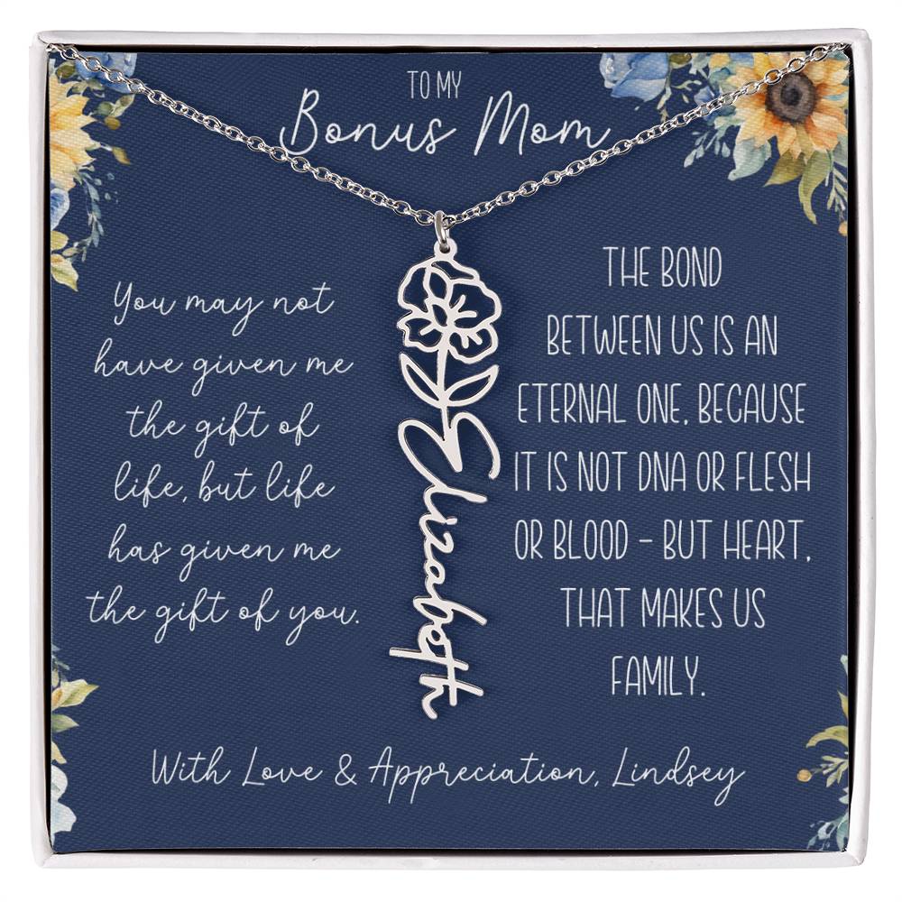 Flower Name Necklace for Bonus Mom