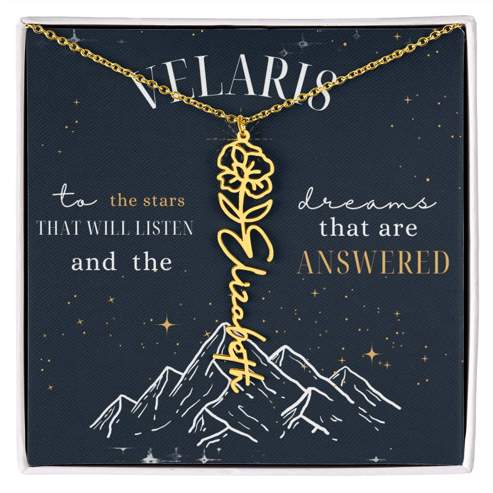 Customized ACOTAR Name Necklace with Birth Flower, AcoMaf Jewelry, SJM Booktok Merch, Gifts for Her