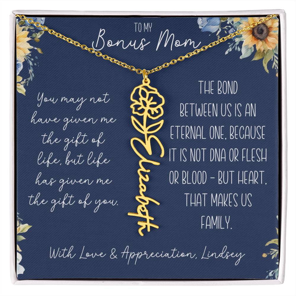 Flower Name Necklace for Bonus Mom