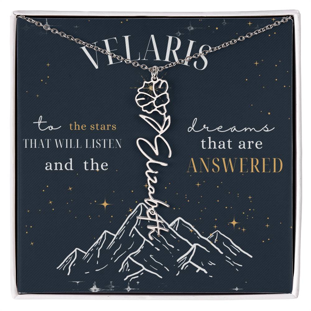 Customized ACOTAR Name Necklace with Birth Flower, AcoMaf Jewelry, SJM Booktok Merch, Gifts for Her