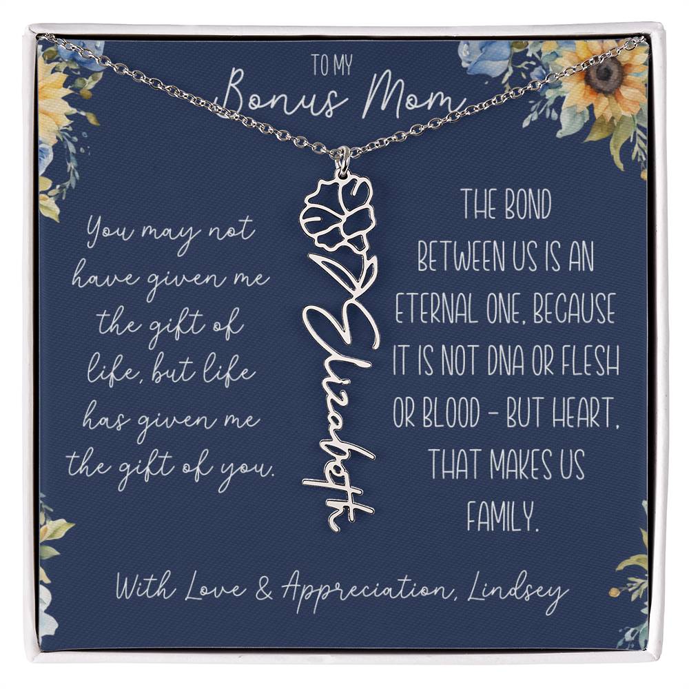 Flower Name Necklace for Bonus Mom