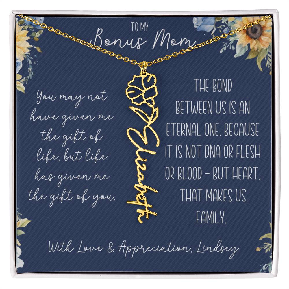 Flower Name Necklace for Bonus Mom