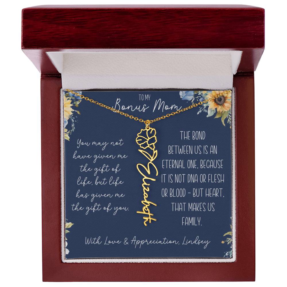 Flower Name Necklace for Bonus Mom