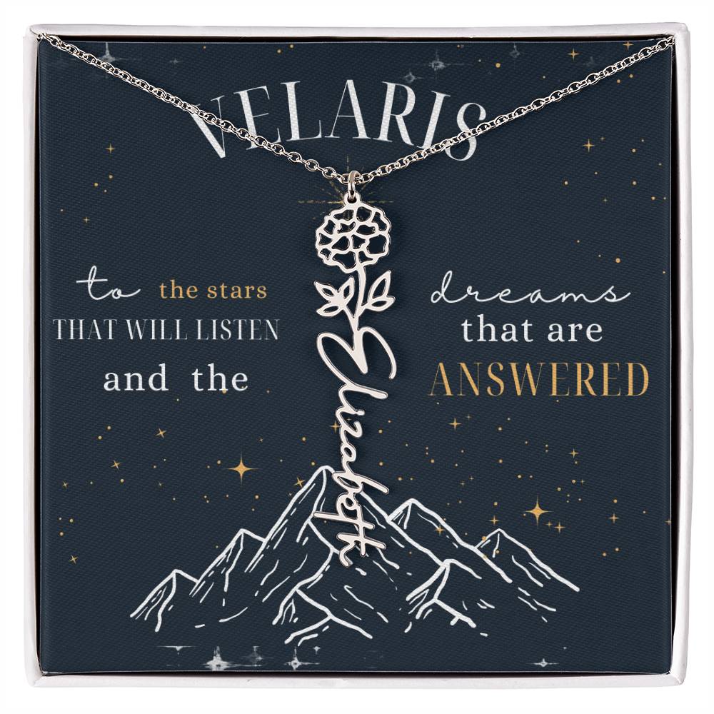 Customized ACOTAR Name Necklace with Birth Flower, AcoMaf Jewelry, SJM Booktok Merch, Gifts for Her