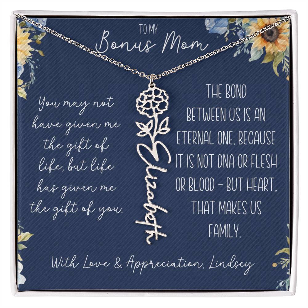 Flower Name Necklace for Bonus Mom
