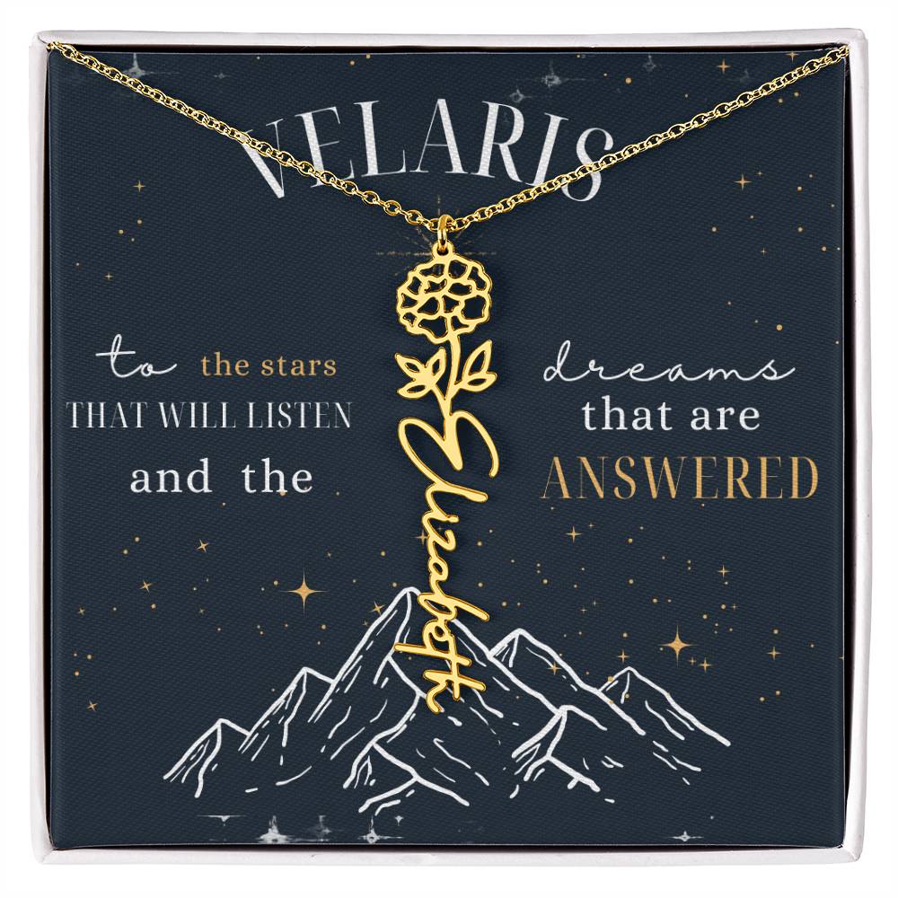 Customized ACOTAR Name Necklace with Birth Flower, AcoMaf Jewelry, SJM Booktok Merch, Gifts for Her