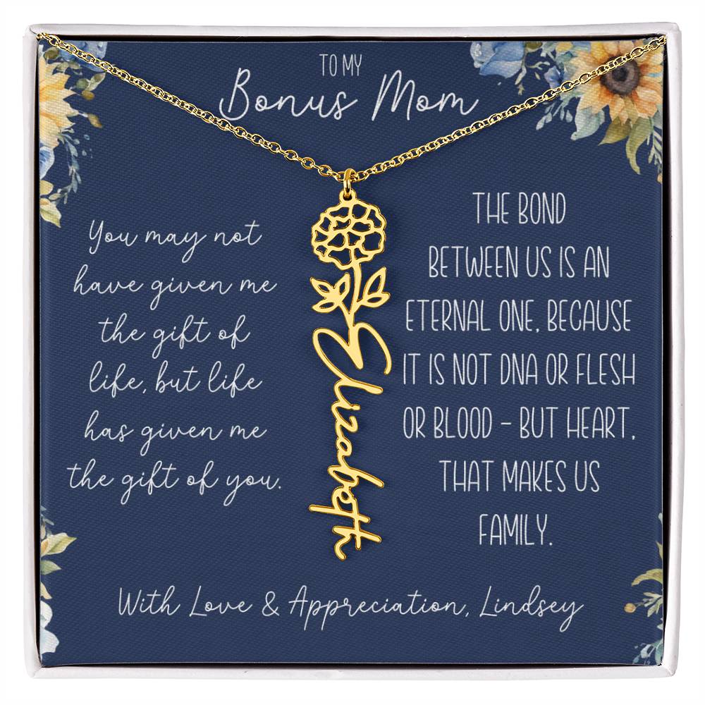 Flower Name Necklace for Bonus Mom