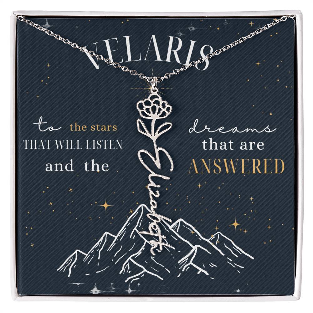 Customized ACOTAR Name Necklace with Birth Flower, AcoMaf Jewelry, SJM Booktok Merch, Gifts for Her