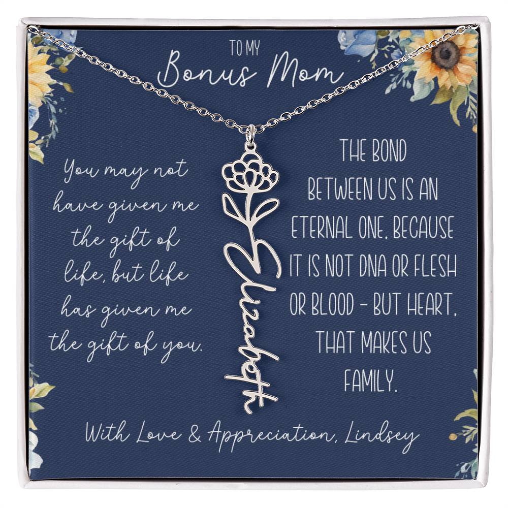 Flower Name Necklace for Bonus Mom