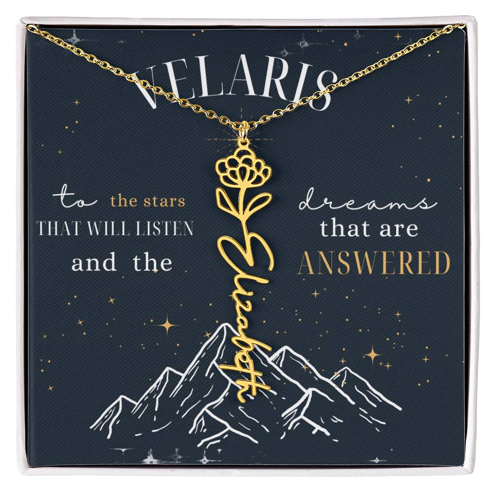 Customized ACOTAR Name Necklace with Birth Flower, AcoMaf Jewelry, SJM Booktok Merch, Gifts for Her