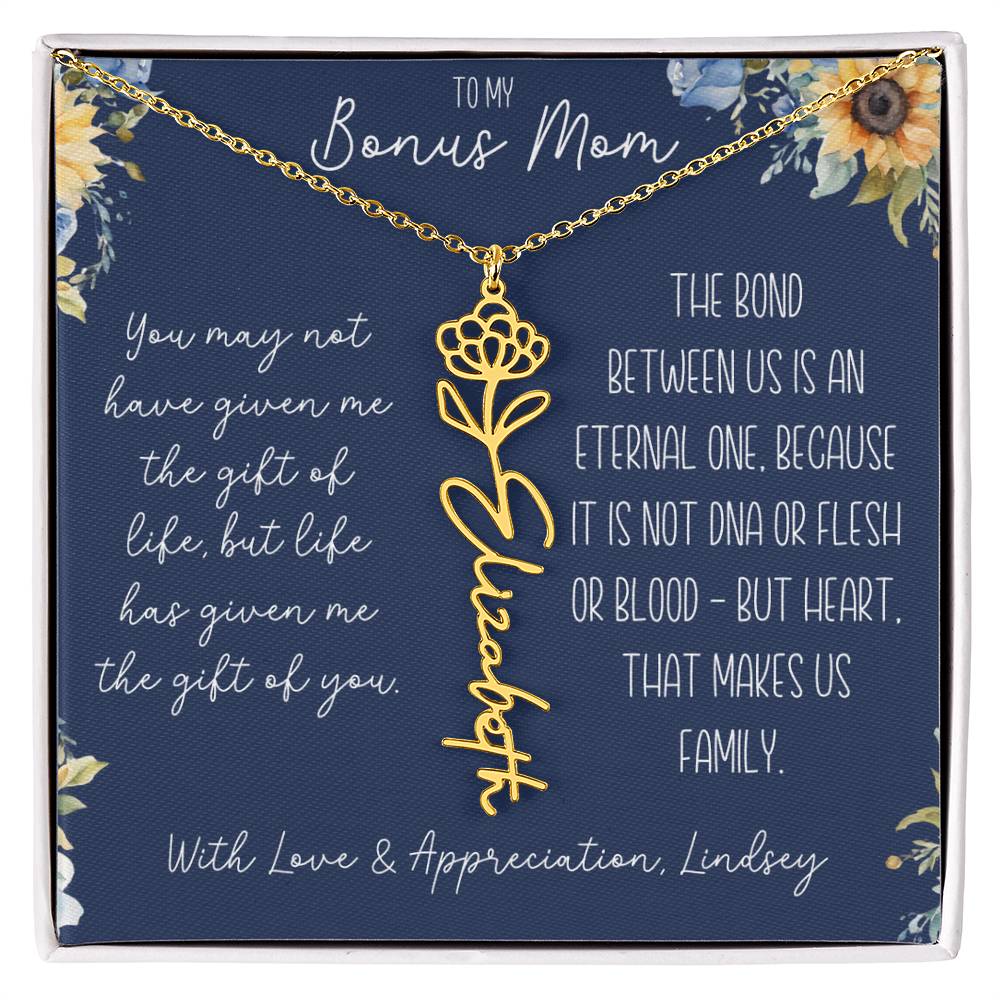 Flower Name Necklace for Bonus Mom