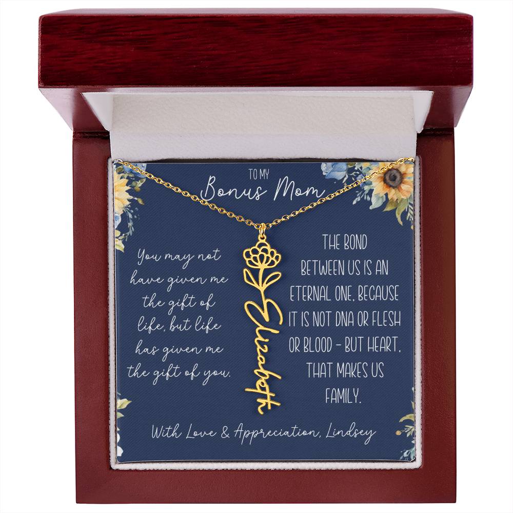 Flower Name Necklace for Bonus Mom