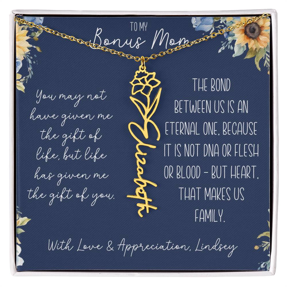 Flower Name Necklace for Bonus Mom