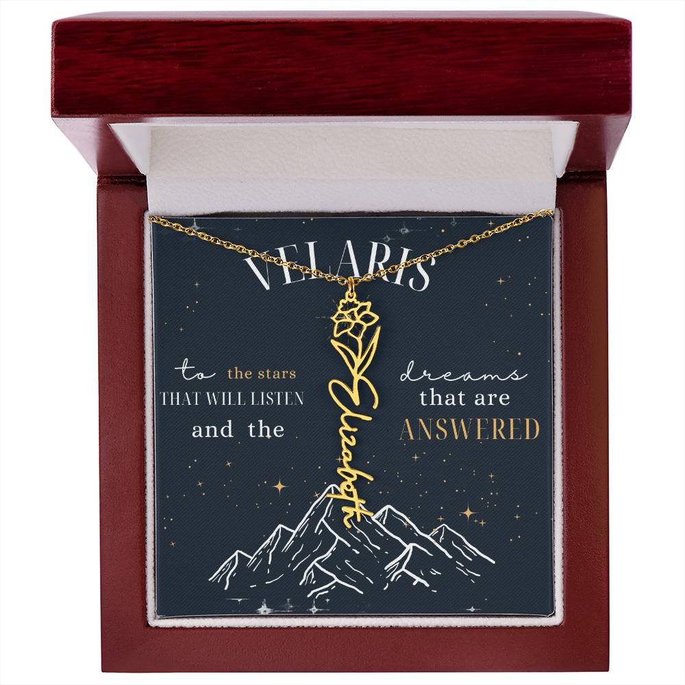 Customized ACOTAR Name Necklace with Birth Flower, AcoMaf Jewelry, SJM Booktok Merch, Gifts for Her
