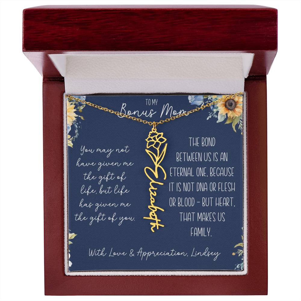 Flower Name Necklace for Bonus Mom