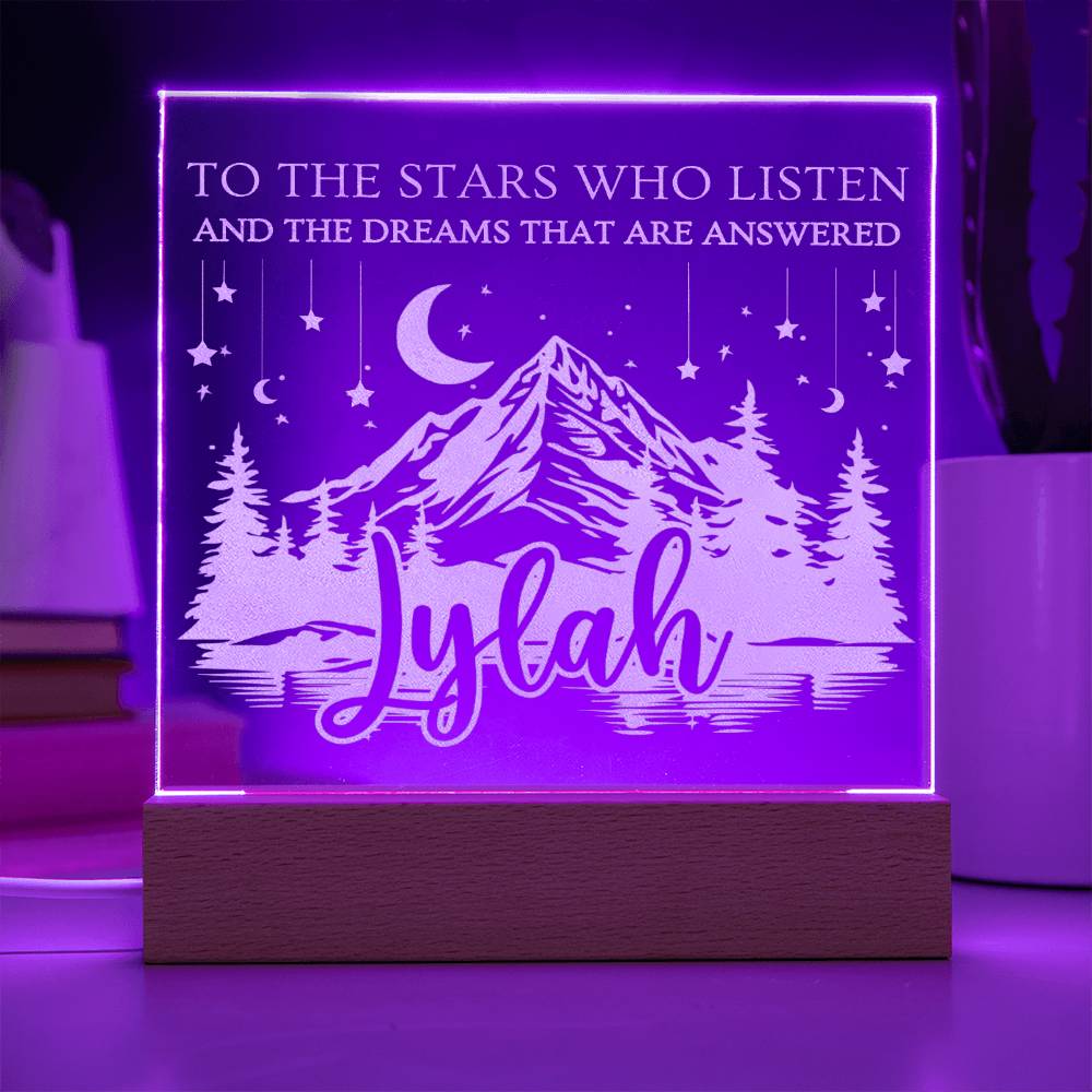 Personalized Night Light - Custom Name LED Baby Room Light - Book Nook Velaris Inspired ACOTAR Shelf Decor - Engraved Acrylic Nursery Sign