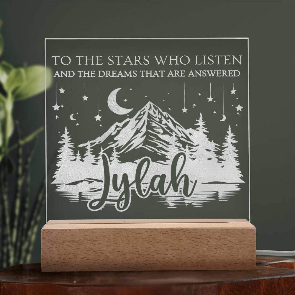 Personalized Night Light - Custom Name LED Baby Room Light - Book Nook Velaris Inspired ACOTAR Shelf Decor - Engraved Acrylic Nursery Sign