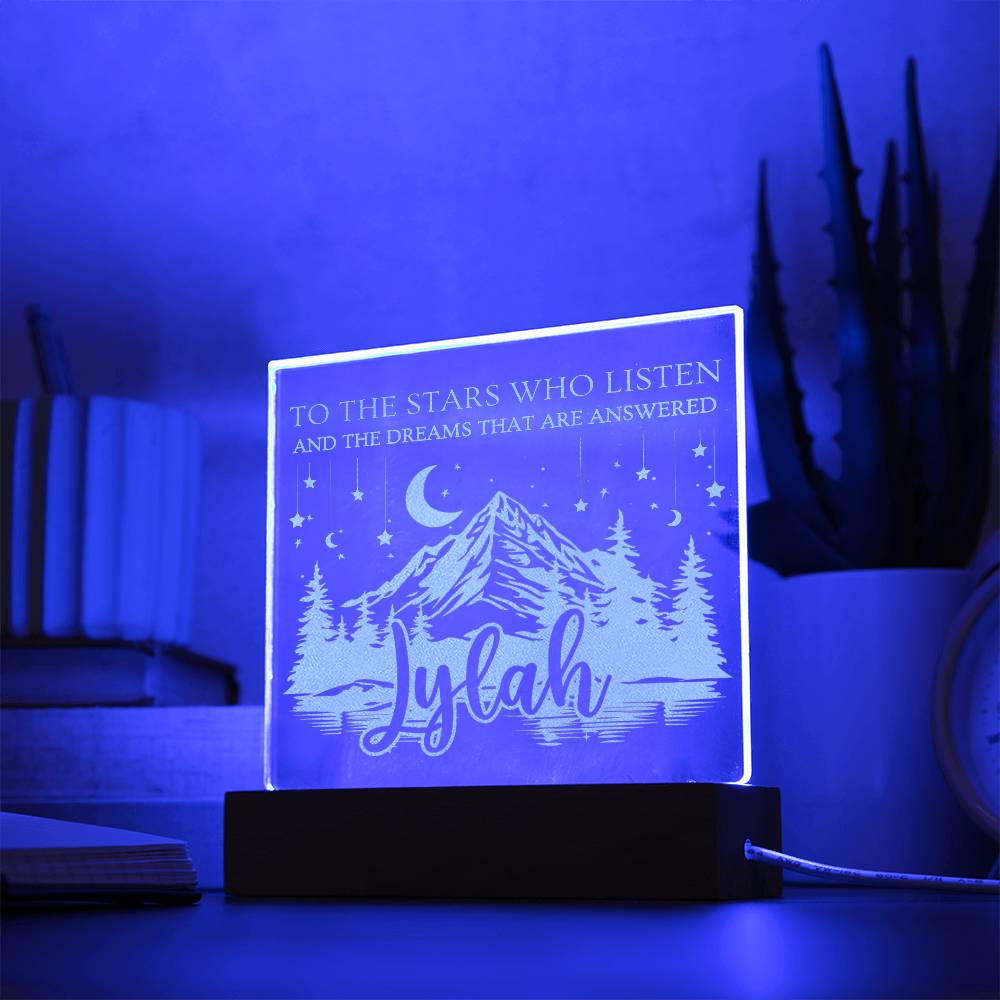 Personalized Night Light - Custom Name LED Baby Room Light - Book Nook Velaris Inspired ACOTAR Shelf Decor - Engraved Acrylic Nursery Sign