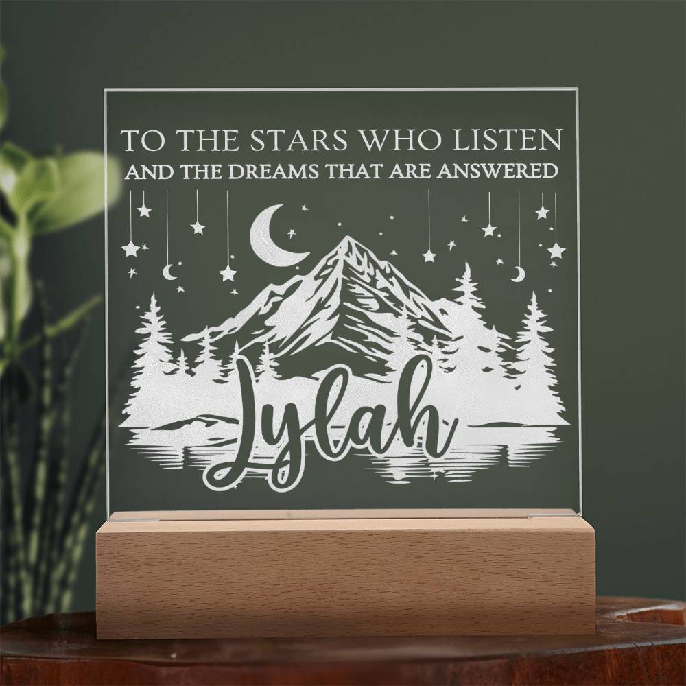 Personalized Night Light - Custom Name LED Baby Room Light - Book Nook Velaris Inspired ACOTAR Shelf Decor - Engraved Acrylic Nursery Sign