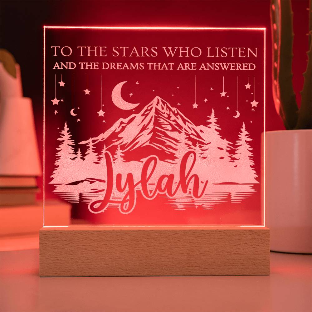 Personalized Night Light - Custom Name LED Baby Room Light - Book Nook Velaris Inspired ACOTAR Shelf Decor - Engraved Acrylic Nursery Sign