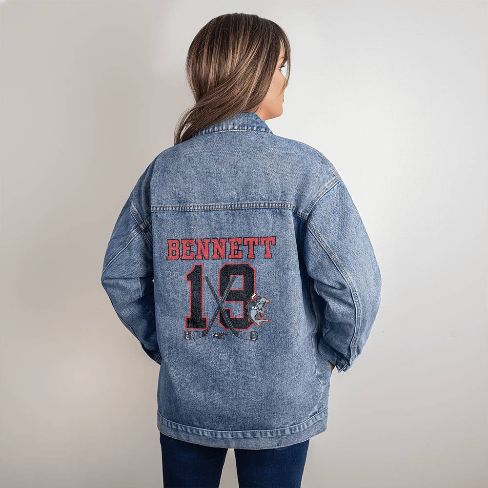 Custom Denim Jacket, Sports Mom Denim Coat, Custom Jean Jacket, Baseball Mom Jacket, Personalized Number Jackets, Football Jacket, Team Gift